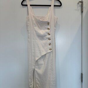 Anthropologie Linen Asymmetrical  Midi Dress – Sz Small (But Fits Like Medium)